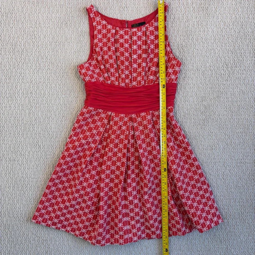 Frock by Tracy Reese Geometric Fit Flare Dress, Size 6 Red White, Y2K Millennial